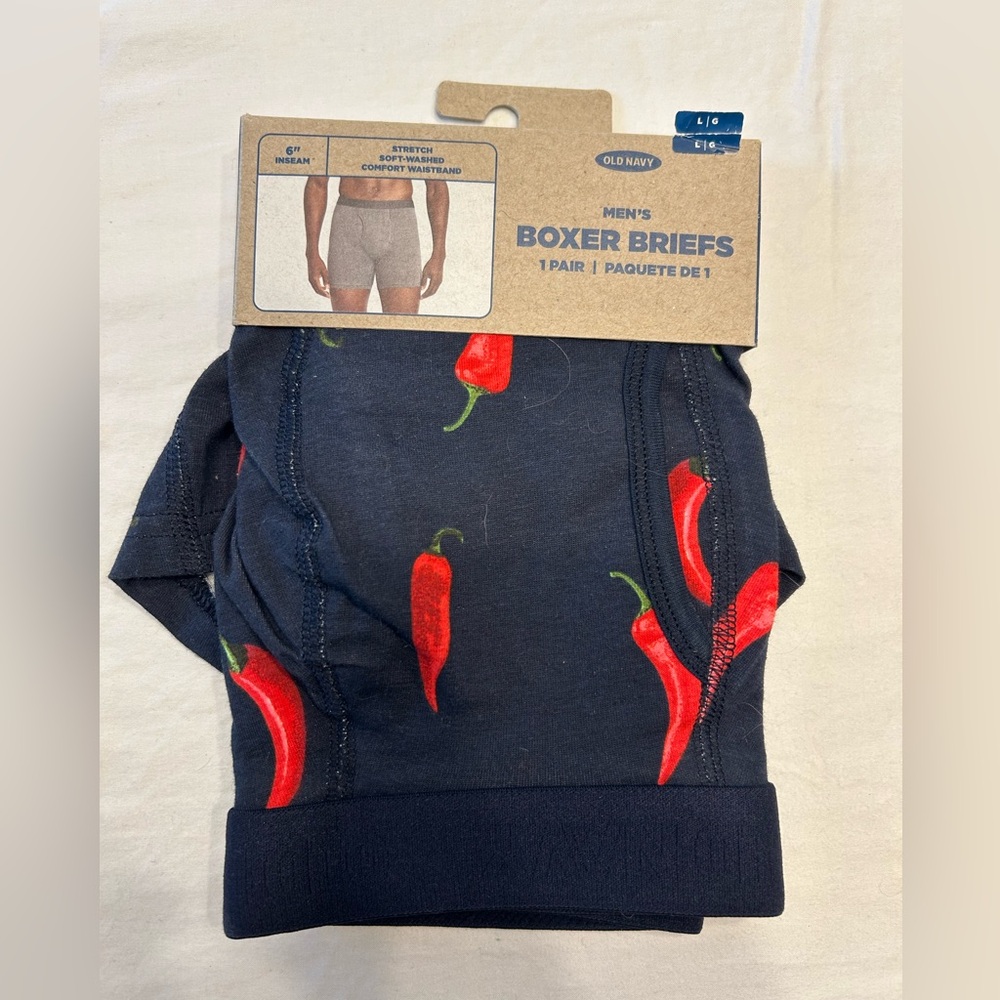 Old Navy Navy Boxer Briefs with Red Chili Print